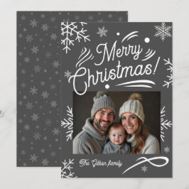 Tarjeta Festiva foto gris blanco