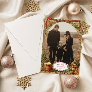 Tarjeta Festiva Foto guirnalda navideña victoriana