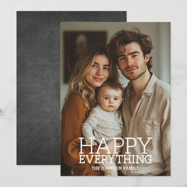 Tarjeta Festiva Foto - Happy Everything Greeting - pizarra (Anverso / Reverso)