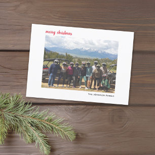 Tarjeta Festiva Foto horizontal Merry Christmas Script Cuadro de c