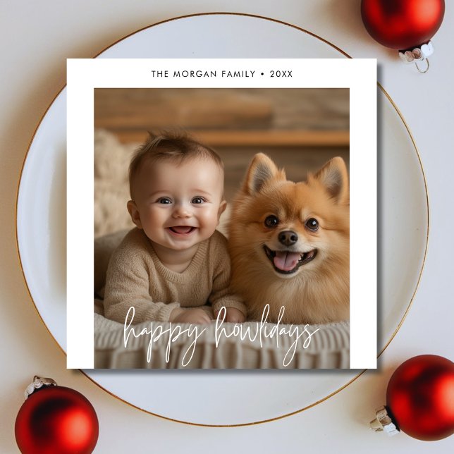Tarjeta Festiva Foto infantil con Mascota de perro Navidades felic (Subido por el creador)