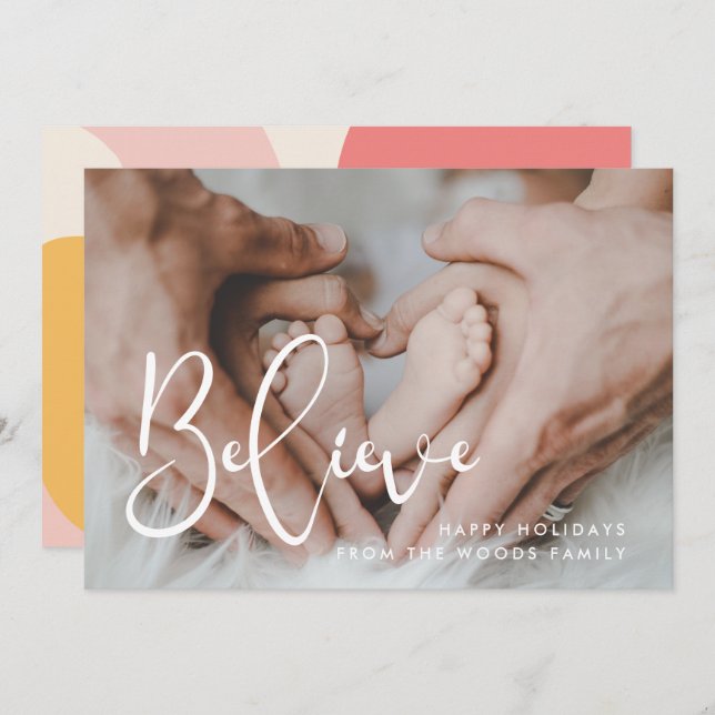 Tarjeta Festiva Foto Inspiradora de Navidades de Creer Elegante (Anverso / Reverso)