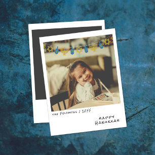 Tarjeta Festiva Foto Instantánea Vintage   Guirnalda de Hanukkah A