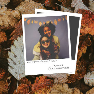 Tarjeta Festiva Foto Instantánea Vintage - Guirnalda de Hojas de O