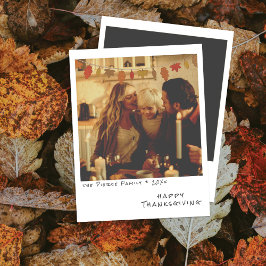 Tarjeta Festiva Foto Instantánea Vintage - Guirnalda de Hojas de O