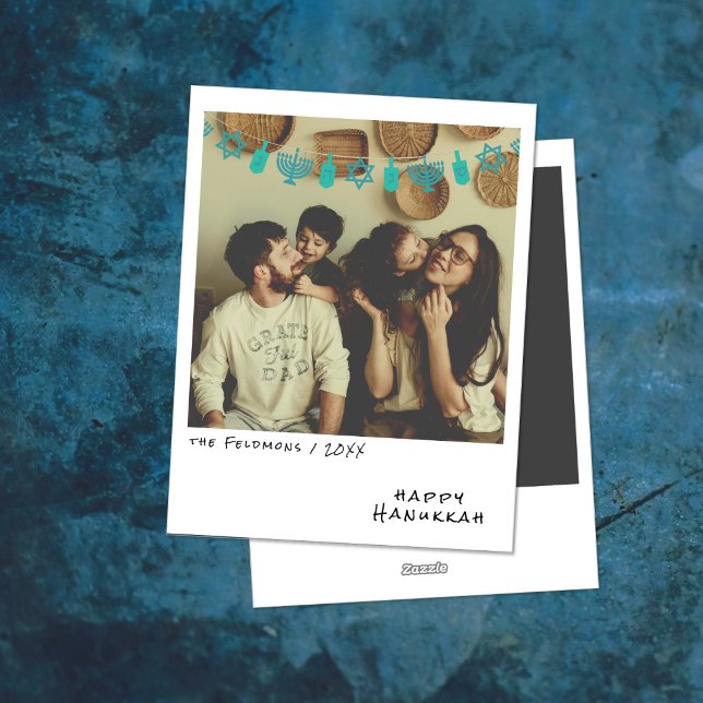 Tarjeta Festiva Foto instantánea vintage | Hanukkah Garland verde  (Subido por el creador)