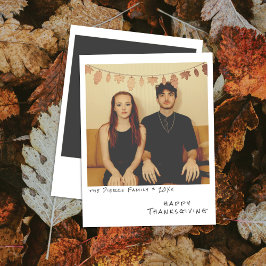 Tarjeta Festiva Foto Instantánea Vintage - Hojas de Otoño Falsas d