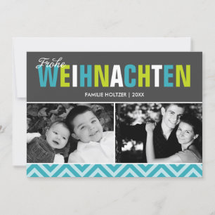 Tarjeta Festiva Foto intrépida y colorida de Frohe Weihnachten