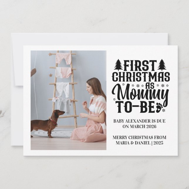 Tarjeta Festiva Foto Mami para ser Navidades Embarazo (Anverso)