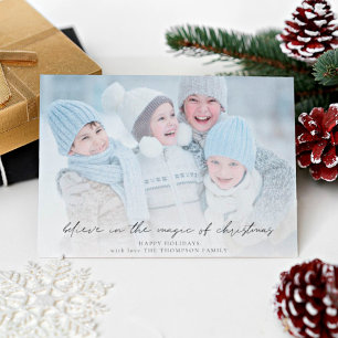 Tarjeta Festiva Foto manuscrita cree en la magia de los Navidades