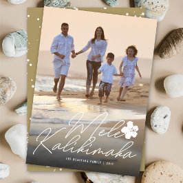 Tarjeta Festiva Foto manuscrita de Mele Kalikimaka Hibiscus