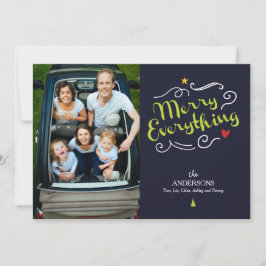 Tarjeta Festiva Foto manuscrita de Merry Everything Holiday
