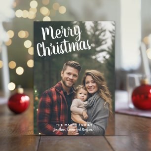 Tarjeta Festiva Foto manuscrita Merry Christmas Gold Plage