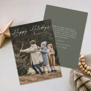 Tarjeta Festiva Foto manuscrita simple - Happy