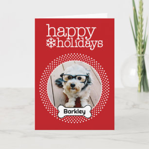 Tarjeta Festiva Foto mascota con Hueso de perro - Feliz