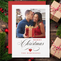 Foto Merry Christmas Elegant Script Red