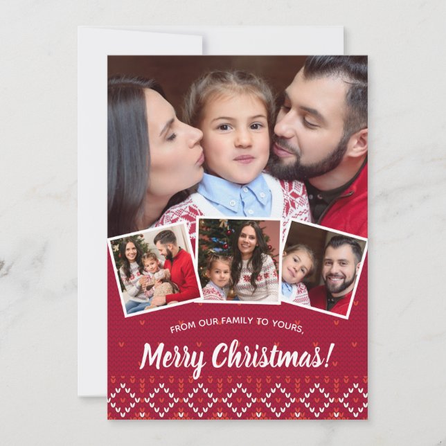 Tarjeta Festiva Foto: Merry Christmas Nordic Sweater (Anverso)