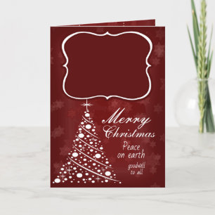 Tarjeta Festiva Foto Merry Christmas Red Stars White Tree