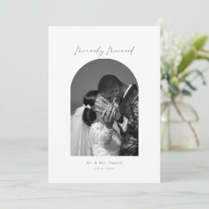 Tarjeta Festiva Foto mínima arca verde esmeralda recién casada
