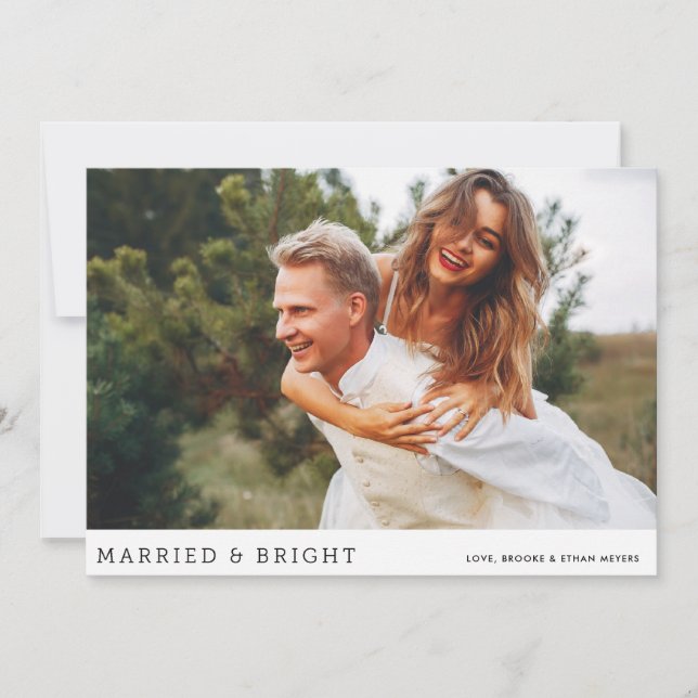 Tarjeta Festiva Foto mínima casada y brillante (Anverso)