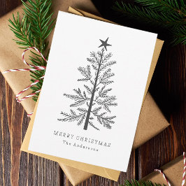 Tarjeta Festiva Foto mínima de árbol de pino para Navidades