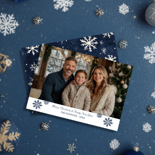 Tarjeta Festiva Foto mínima de Navidades de acento de copo de niev