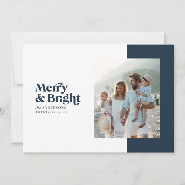 Tarjeta Festiva Foto mínima de Navidades modernos y audaces (Anverso)