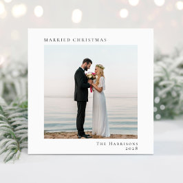 Tarjeta Festiva Foto mínima moderna de Navidades casados