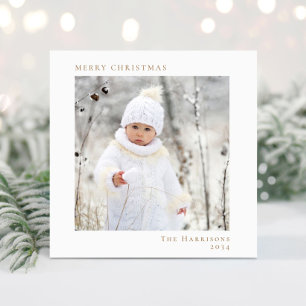 Tarjeta Festiva Foto mínima moderna de Navidades de oro blanco