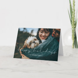 Tarjeta Festiva Foto minimalista de Happy Holidays escrita a mano