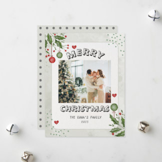 Tarjeta Festiva Foto minimalista de la familia navideña Merry