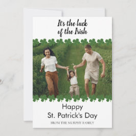 Tarjeta Festiva Foto minimalista de trébol de la suerte del día de