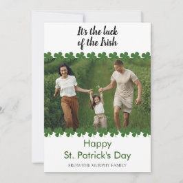 Tarjeta Festiva Foto minimalista de trébol de la suerte del día de