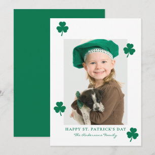 Tarjeta Festiva Foto minimalista de trébol verde del día de San Pa