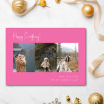 Tarjeta Festiva Foto minimalista manuscrita, rosa caliente, multic<br><div class="desc">Comparte tu alegría de vacaciones con esta Minimalista tarjeta de vacaciones Hot Pink Multi Photo Four. Con un vibrante guión manuscrito rosado caliente y espacio para cuatro de tus fotos favoritas, esta tarjeta combina simplicidad con un llamativo pop de color. Perfecto para la exhibición de recuerdos preciados, este moderno diseño...</div>
