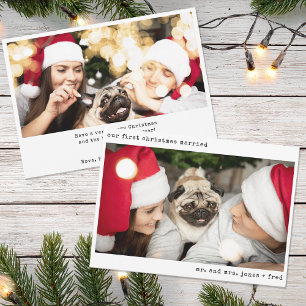 Tarjeta Festiva Foto minimalista recién casada con Navidades recié