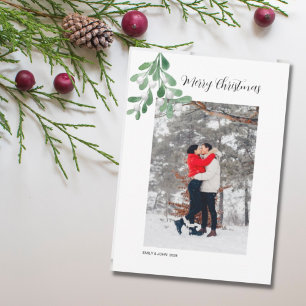 Tarjeta Festiva Foto Mistletoe Merry Christmas