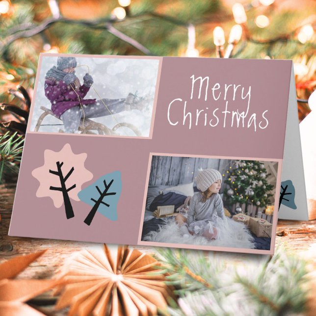 Tarjeta Festiva Foto Modern Merry Christmas Family (Subido por el creador)