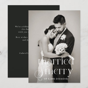 Tarjeta Festiva Foto moderna casada y Boda de moras