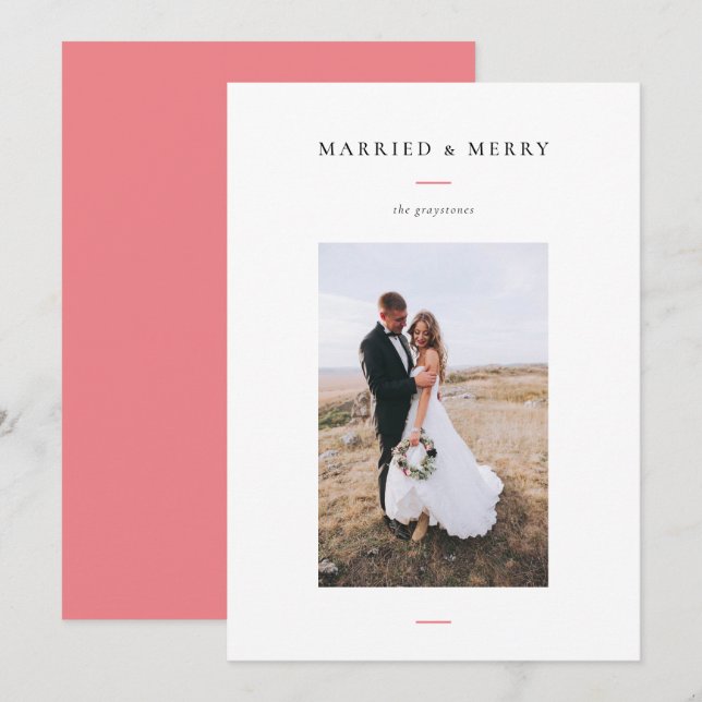 Tarjeta Festiva Foto moderna casada y mora (Anverso / Reverso)