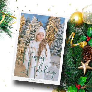 Tarjeta Festiva Foto moderna con guión de firma de felices fiestas