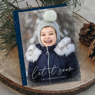 Tarjeta Festiva Foto moderna con guión de Let It Snow