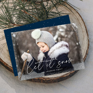 Tarjeta Festiva Foto moderna con guión de Let It Snow