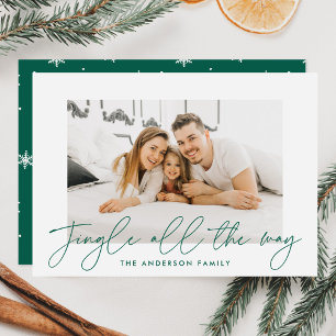 Tarjeta Festiva Foto moderna con guión verde de Jingle All The Way