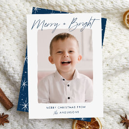 Tarjeta Festiva Foto moderna de 'Alegre y Brillante' con letra scr
