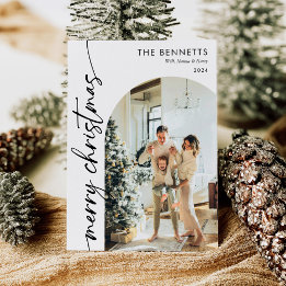 Tarjeta Festiva Foto moderna de Boho Merry Christmas Arch