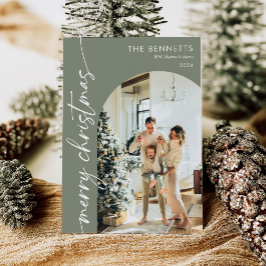 Tarjeta Festiva Foto moderna de Boho Merry Christmas Arch