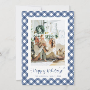 Tarjeta Festiva Foto moderna de caligrafía de plástico azul