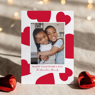 Tarjeta Festiva Foto moderna de corazones rojos Feliz día de San V