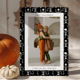 Tarjeta Festiva Foto moderna de Halloween de esqueleto espeluznant